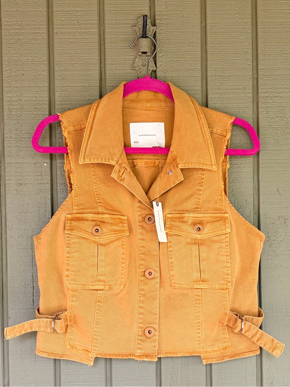 Anthropologie Washed Denim Utility Vest Size M NWT
